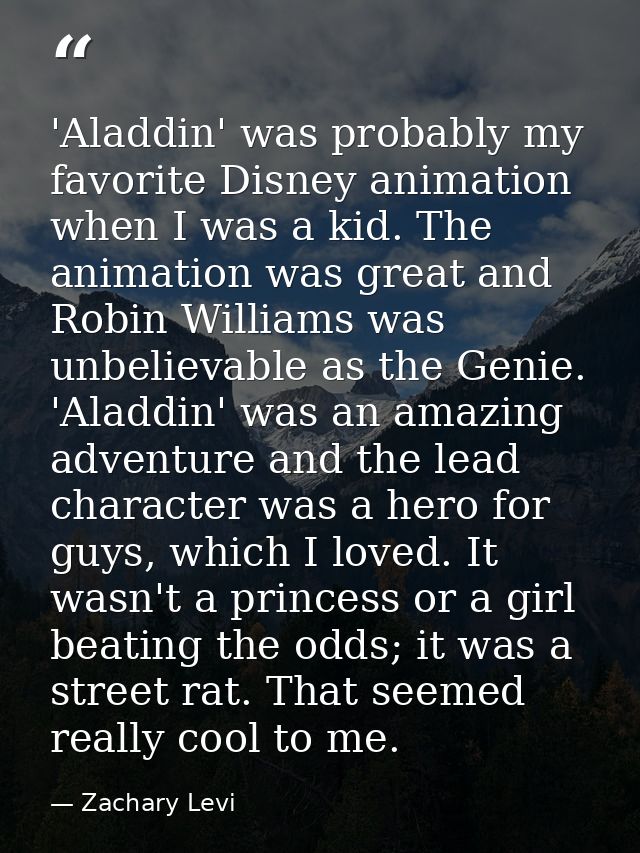 'Aladdin' was probably my favorite Disney animation when I was a kid. The animation was great and Robin Williams was unb — Zachary Levi