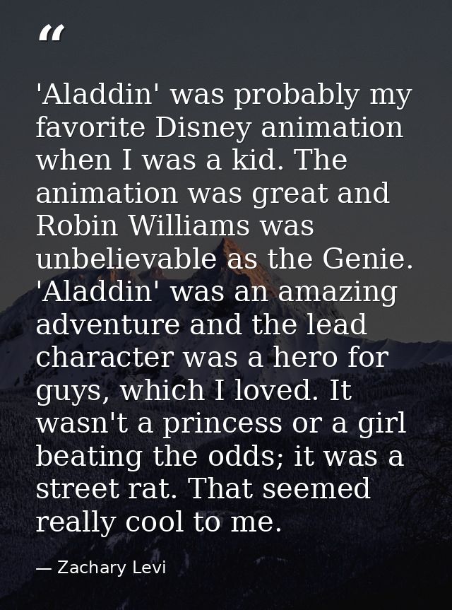 'Aladdin' was probably my favorite Disney animation when I was a kid. The animation was great and Robin Williams was unb — Zachary Levi