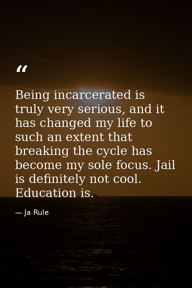 Being incarcerated is truly very serious, and it has changed my life to such an extent that breaking the cycle has becom — Ja Rule