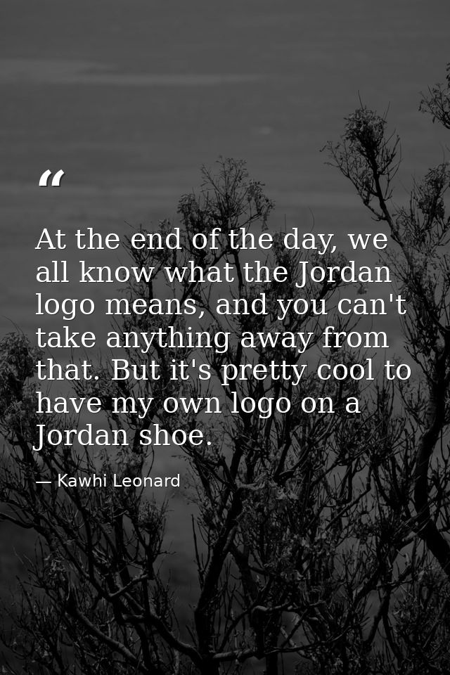 At the end of the day, we all know what the Jordan logo means, and you can't take anything away from that. But it's pret — Kawhi Leonard