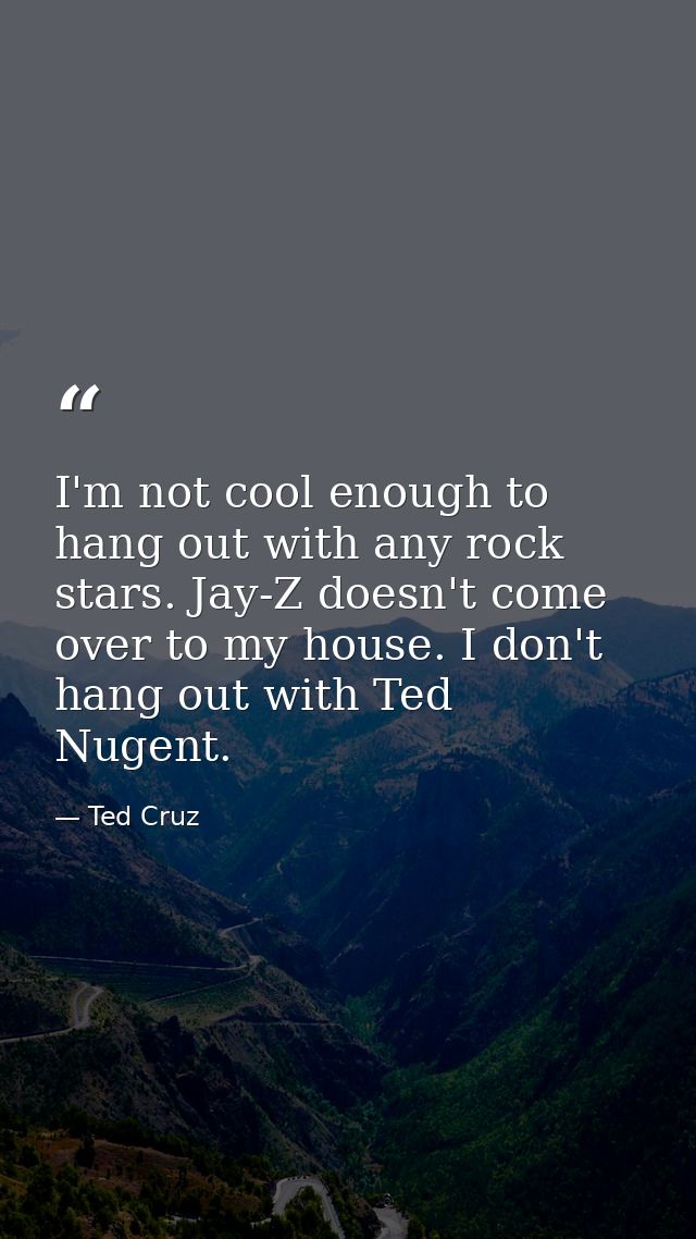 I'm not cool enough to hang out with any rock stars. Jay-Z doesn't come over to my house. I don't hang out with Ted Nuge — Ted Cruz