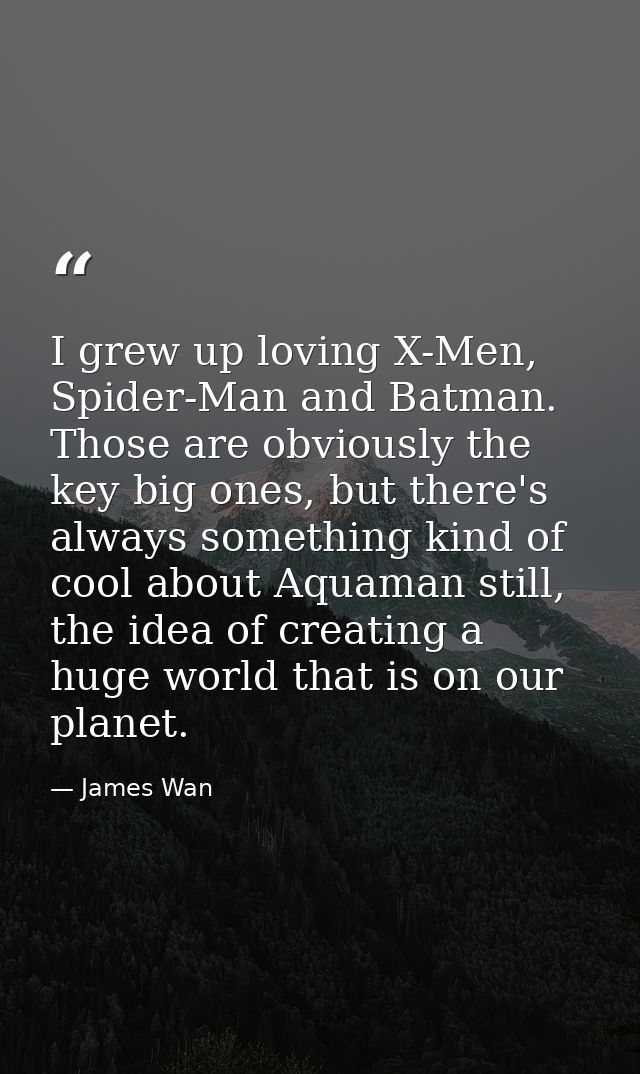 I grew up loving X-Men, Spider-Man and Batman. Those are obviously the key big ones, but there's always something kind o — James Wan