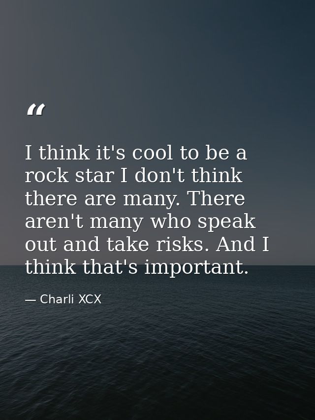 I think it's cool to be a rock star I don't think there are many. There aren't many who speak out and take risks. And I  — Charli XCX