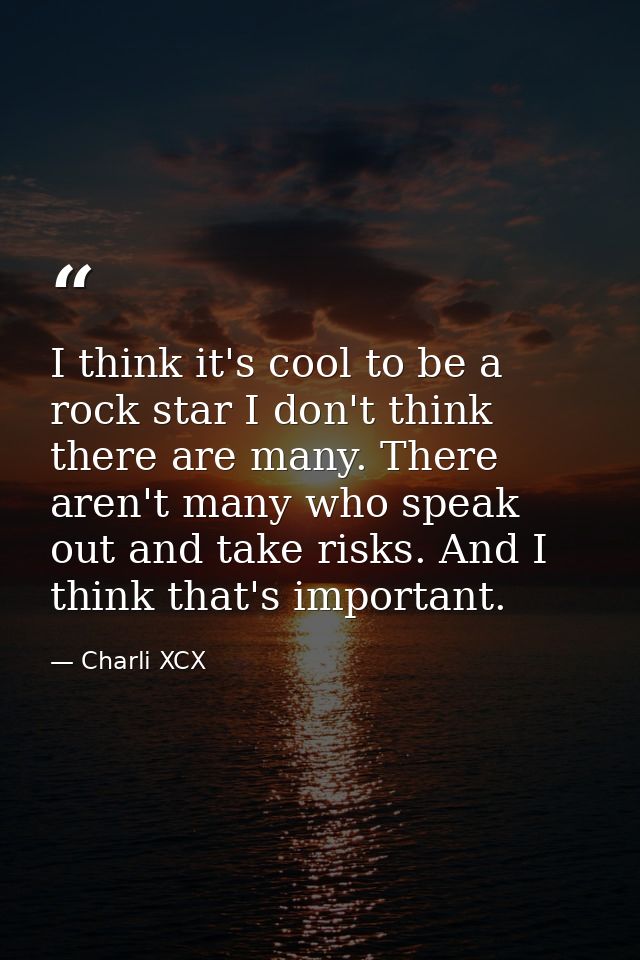 I think it's cool to be a rock star I don't think there are many. There aren't many who speak out and take risks. And I  — Charli XCX