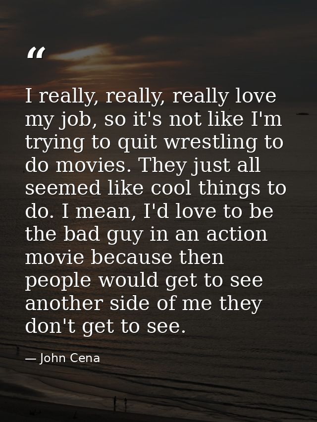I really, really, really love my job, so it's not like I'm trying to quit wrestling to do movies. They just all seemed l — John Cena