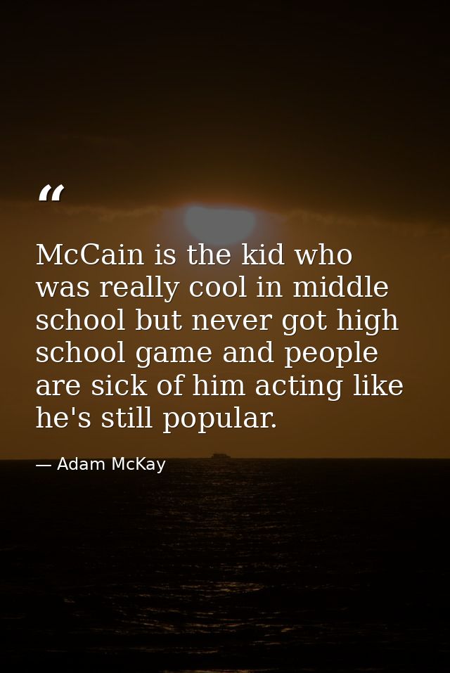 McCain is the kid who was really cool in middle school but never got high school game and people are sick of him acting  — Adam McKay