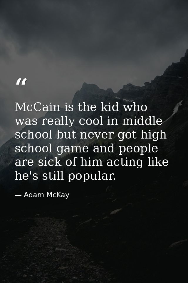 McCain is the kid who was really cool in middle school but never got high school game and people are sick of him acting  — Adam McKay