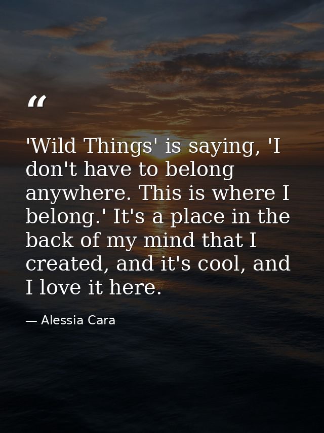'Wild Things' is saying, 'I don't have to belong anywhere. This is where I belong.' It's a place in the back of my mind  — Alessia Cara
