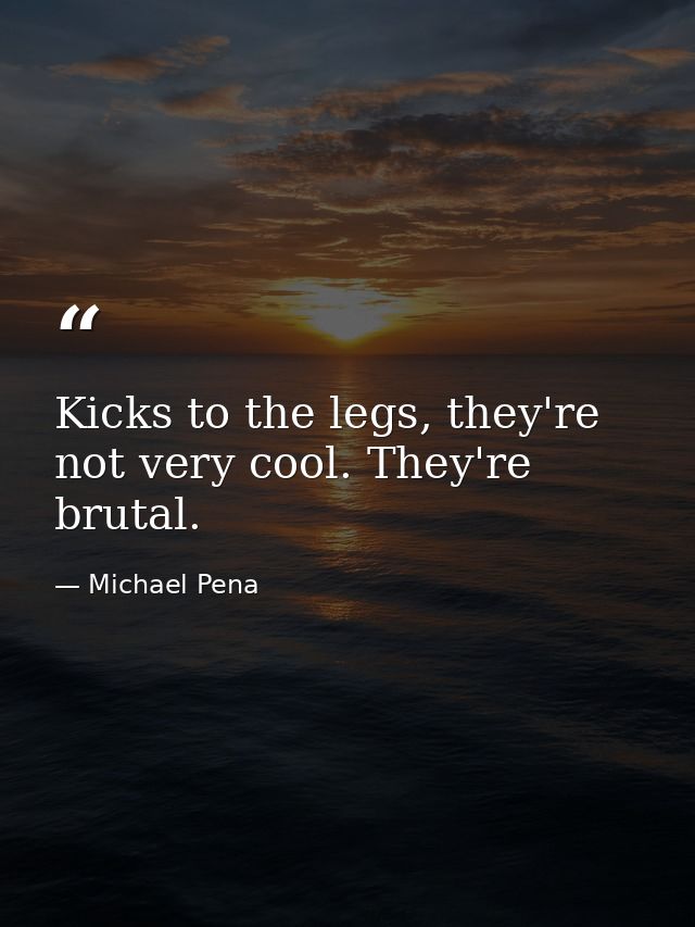 Kicks to the legs, they're not very cool. They're brutal. — Michael Pena