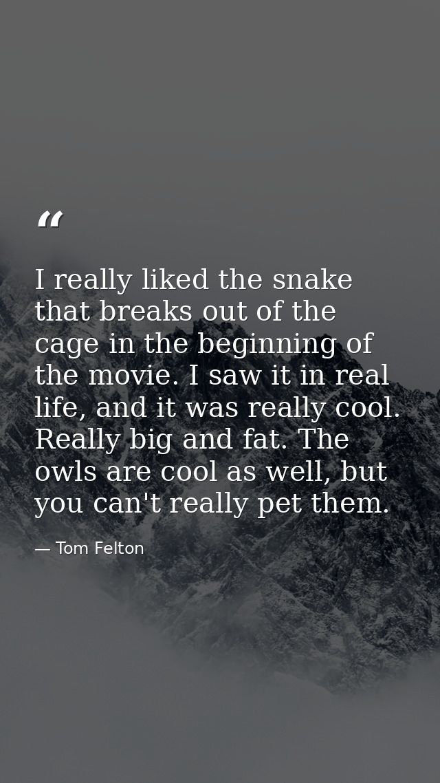 I really liked the snake that breaks out of the cage in the beginning of the movie. I saw it in real life, and it was re — Tom Felton