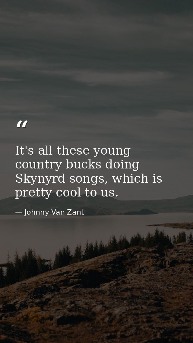 It's all these young country bucks doing Skynyrd songs, which is pretty cool to us. — Johnny Van Zant