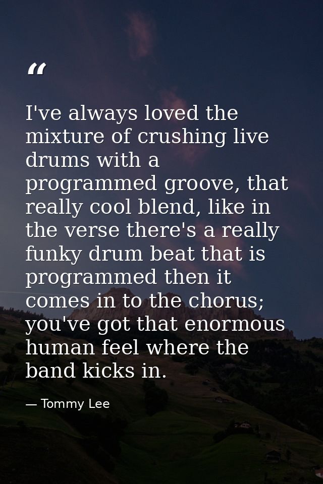 I've always loved the mixture of crushing live drums with a programmed groove, that really cool blend, like in the verse — Tommy Lee