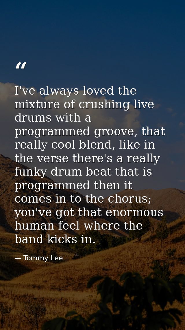 I've always loved the mixture of crushing live drums with a programmed groove, that really cool blend, like in the verse — Tommy Lee
