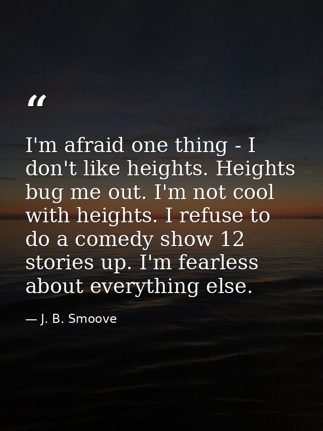 I'm afraid one thing - I don't like heights. Heights bug me out. I'm not cool with heights. I refuse to do a comedy show — J. B. Smoove