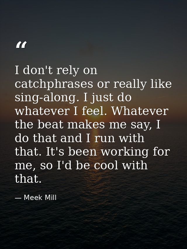 I don't rely on catchphrases or really like sing-along. I just do whatever I feel. Whatever the beat makes me say, I do  — Meek Mill