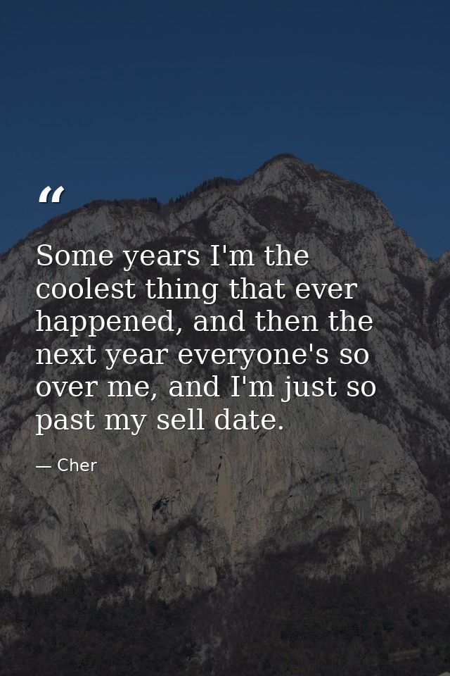 Some years I'm the coolest thing that ever happened, and then the next year everyone's so over me, and I'm just so past  — Cher