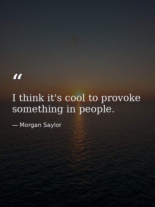 I think it's cool to provoke something in people. — Morgan Saylor