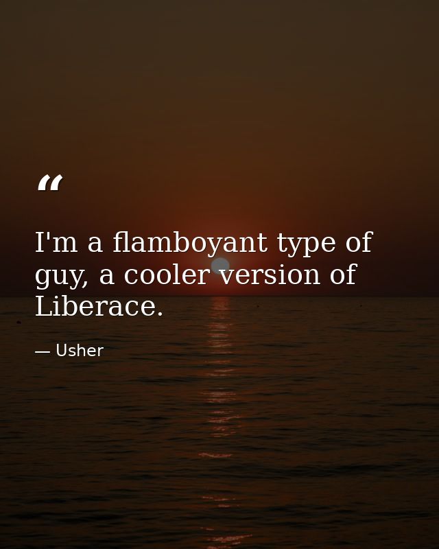 I'm a flamboyant type of guy, a cooler version of Liberace. — Usher