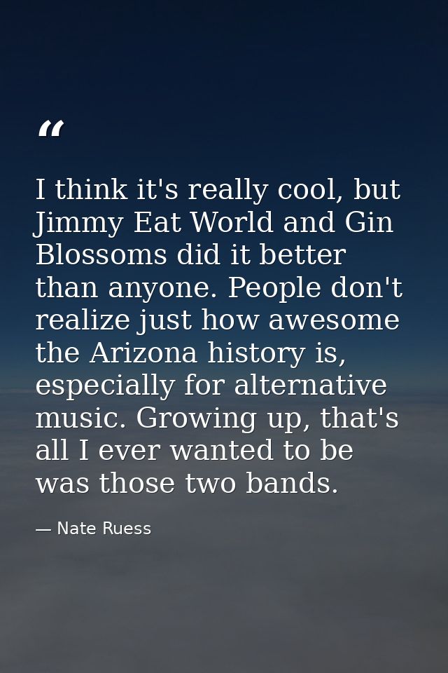 I think it's really cool, but Jimmy Eat World and Gin Blossoms did it better than anyone. People don't realize just how  — Nate Ruess
