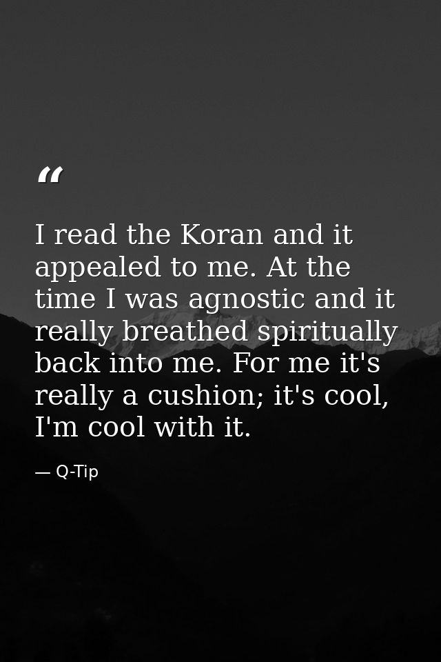 I read the Koran and it appealed to me. At the time I was agnostic and it really breathed spiritually back into me. For  — Q-Tip
