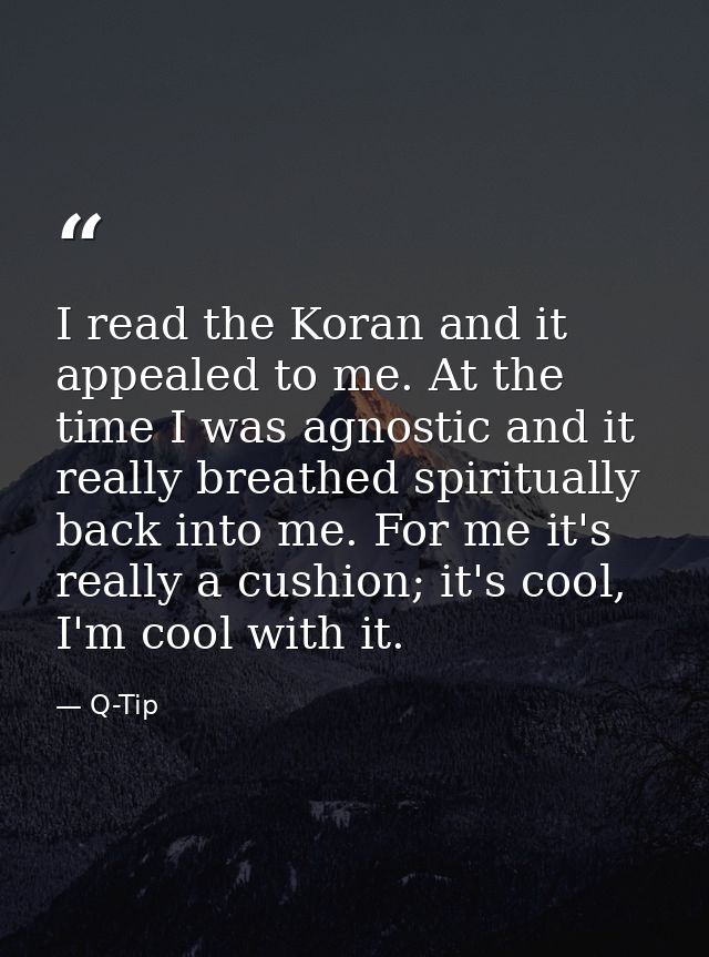 I read the Koran and it appealed to me. At the time I was agnostic and it really breathed spiritually back into me. For  — Q-Tip