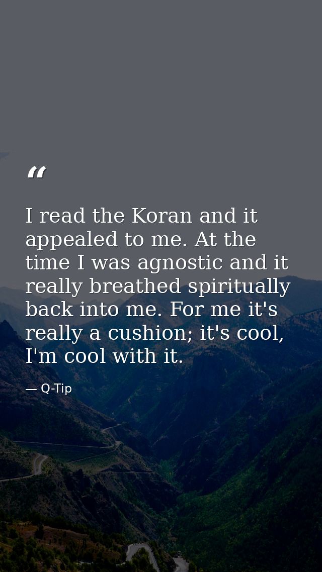 I read the Koran and it appealed to me. At the time I was agnostic and it really breathed spiritually back into me. For  — Q-Tip