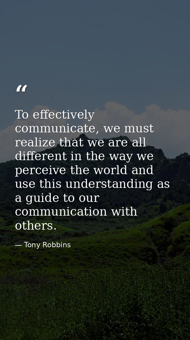 To effectively communicate, we must realize that we are all different in the way we perceive the world and use this unde — Tony Robbins