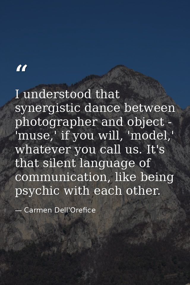 I understood that synergistic dance between photographer and object - 'muse,' if you will, 'model,' whatever you call us — Carmen Dell'Orefice