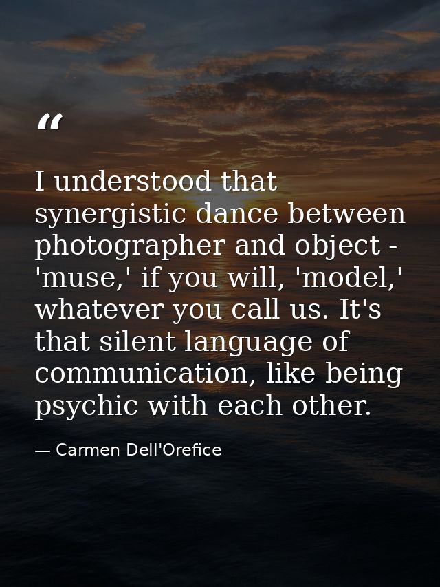 I understood that synergistic dance between photographer and object - 'muse,' if you will, 'model,' whatever you call us — Carmen Dell'Orefice