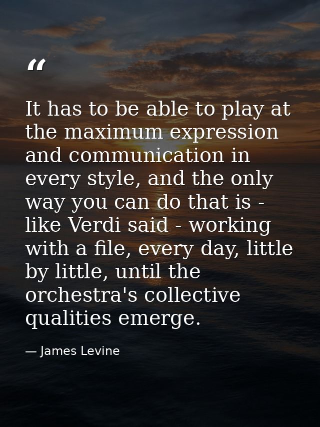 It has to be able to play at the maximum expression and communication in every style, and the only way you can do that i — James Levine