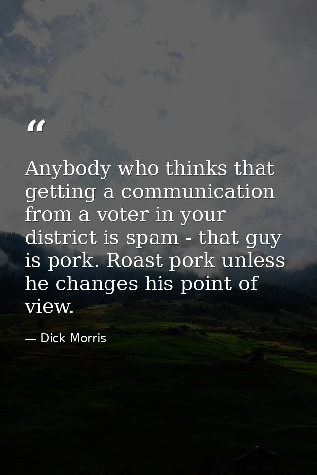 Anybody who thinks that getting a communication from a voter in your district is spam - that guy is pork. Roast pork unl — Dick Morris
