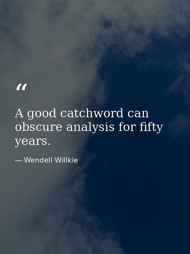A good catchword can obscure analysis for fifty years. — Wendell Willkie