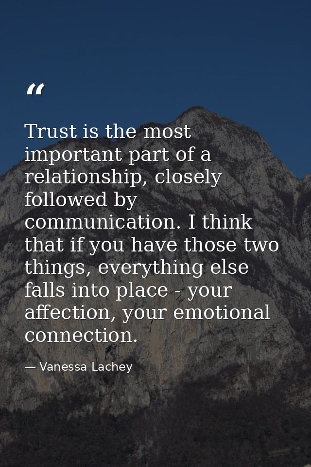 Trust is the most important part of a relationship, closely followed by communication. I think that if you have those tw — Vanessa Lachey