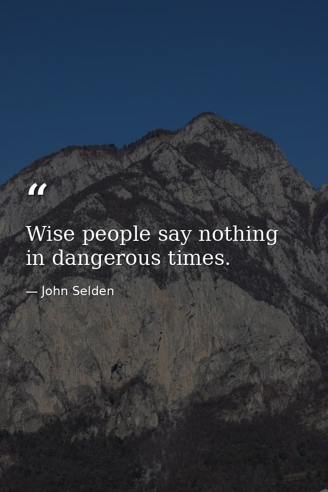 Wise people say nothing in dangerous times. — John Selden