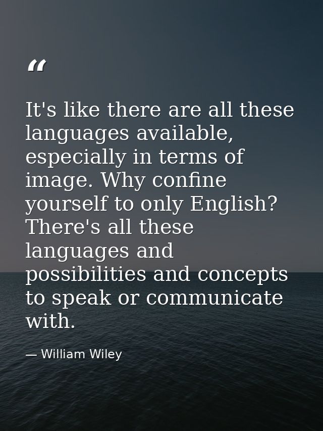 It's like there are all these languages available, especially in terms of image. Why confine yourself to only English? T — William Wiley