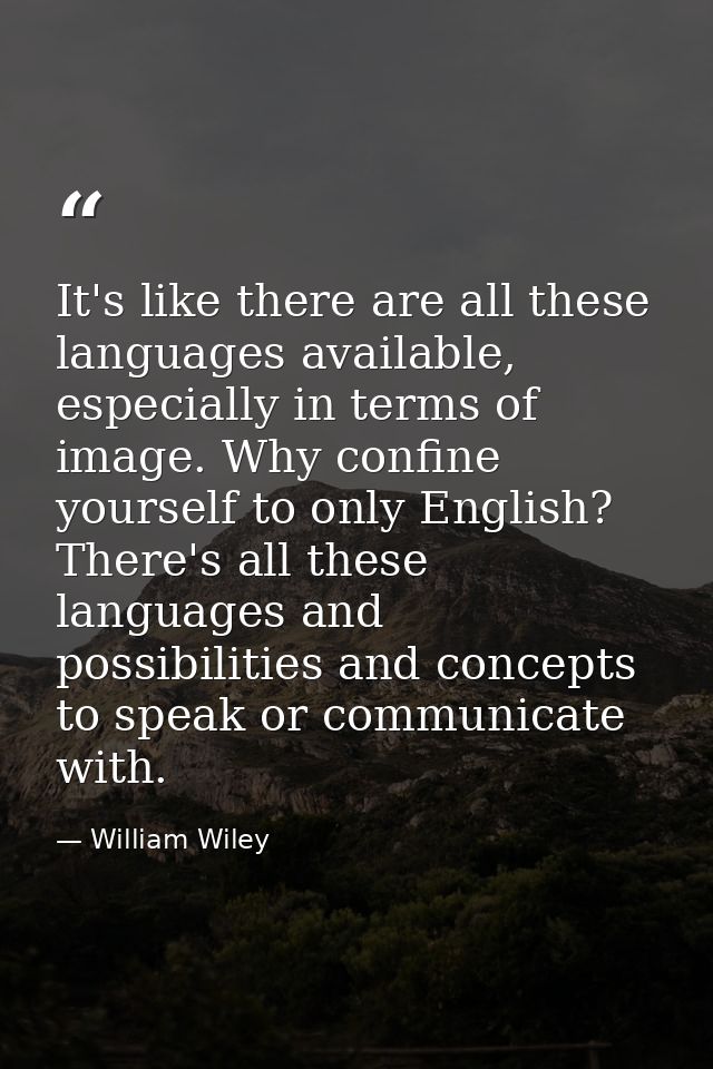 It's like there are all these languages available, especially in terms of image. Why confine yourself to only English? T — William Wiley