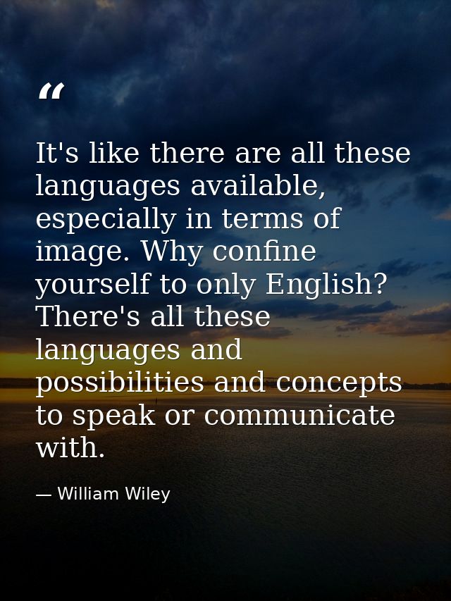It's like there are all these languages available, especially in terms of image. Why confine yourself to only English? T — William Wiley
