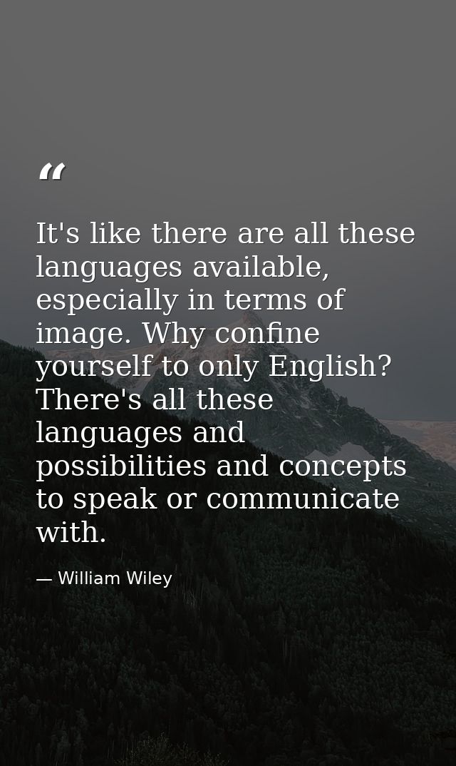 It's like there are all these languages available, especially in terms of image. Why confine yourself to only English? T — William Wiley
