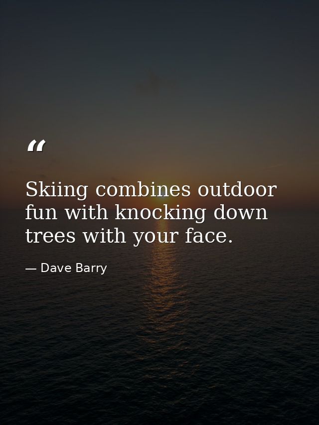 Skiing combines outdoor fun with knocking down trees with your face. — Dave Barry