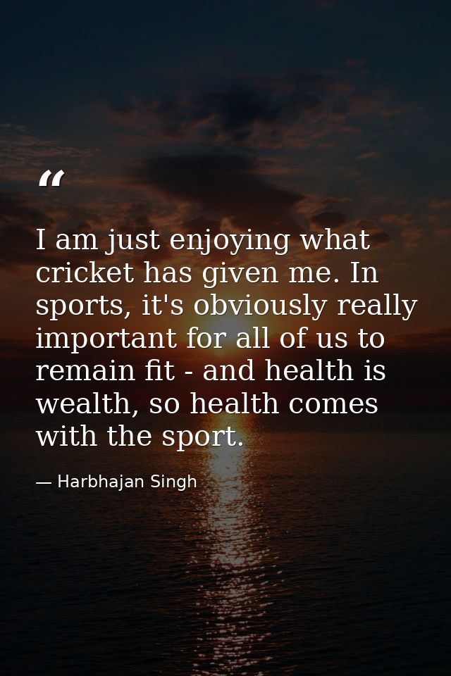 I am just enjoying what cricket has given me. In sports, it's obviously really important for all of us to remain fit - a — Harbhajan Singh