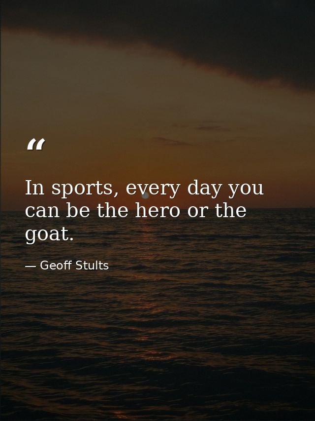 In sports, every day you can be the hero or the goat. — Geoff Stults
