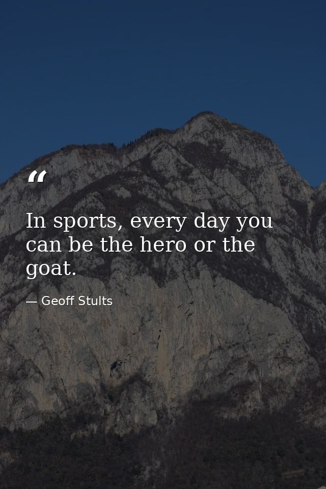 In sports, every day you can be the hero or the goat. — Geoff Stults