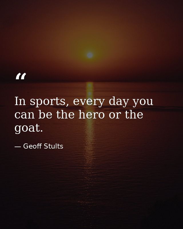 In sports, every day you can be the hero or the goat. — Geoff Stults