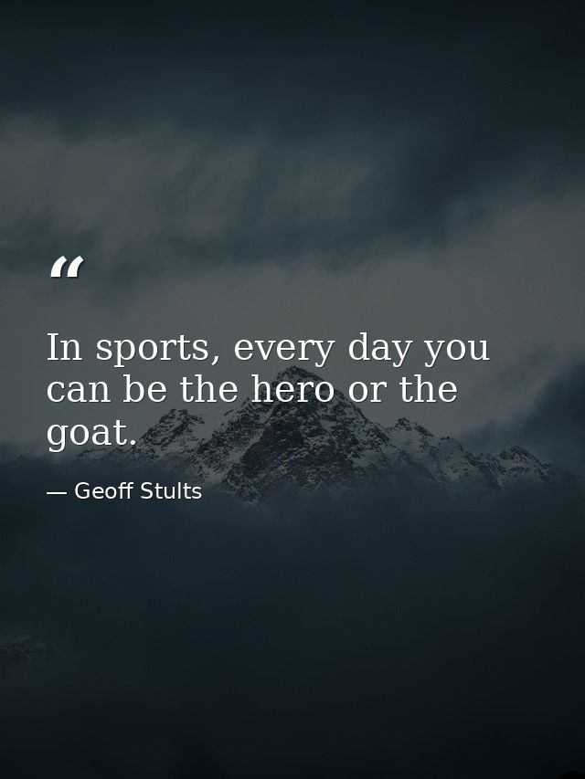 In sports, every day you can be the hero or the goat. — Geoff Stults