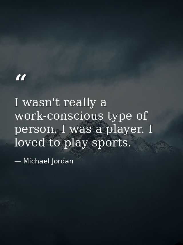 I wasn't really a work-conscious type of person. I was a player. I loved to play sports. — Michael Jordan