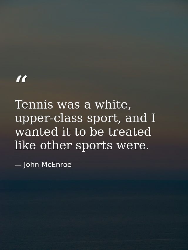 Tennis was a white, upper-class sport, and I wanted it to be treated like other sports were. — John McEnroe