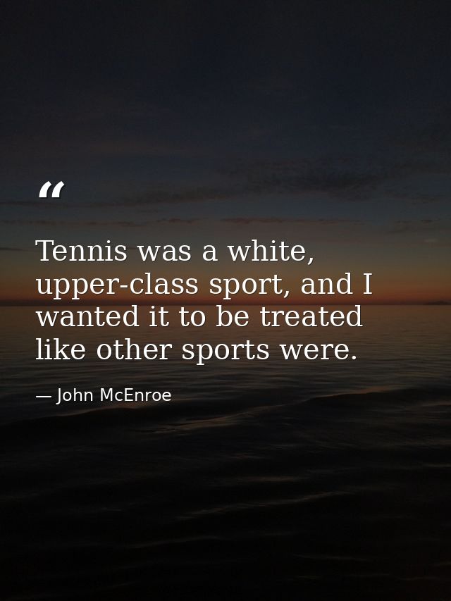 Tennis was a white, upper-class sport, and I wanted it to be treated like other sports were. — John McEnroe