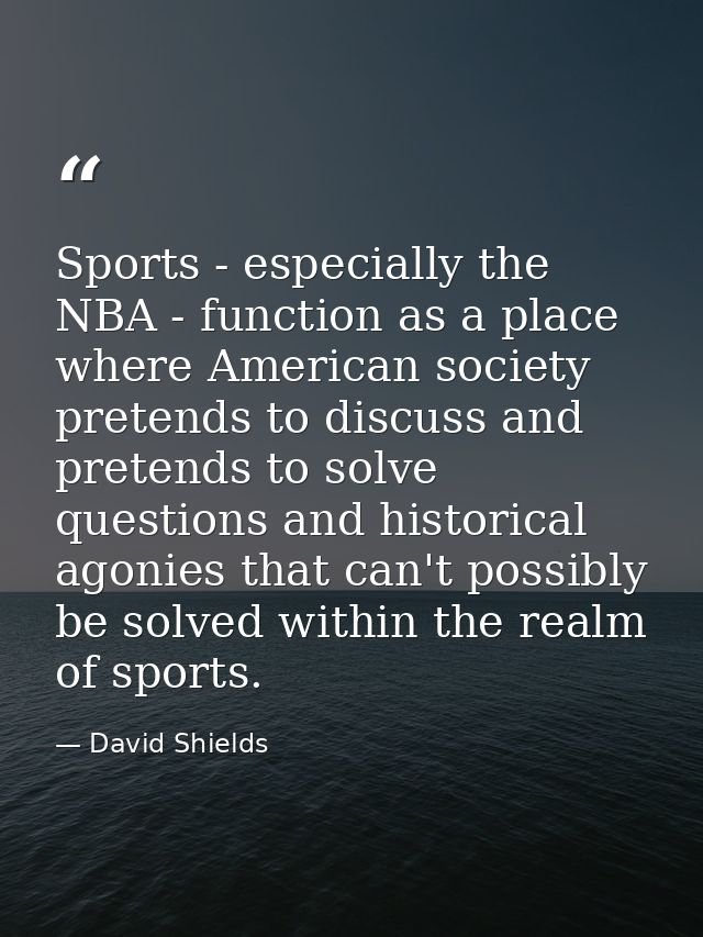 Sports - especially the NBA - function as a place where American society pretends to discuss and pretends to solve quest — David Shields