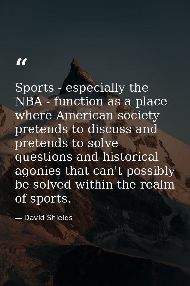 Sports - especially the NBA - function as a place where American society pretends to discuss and pretends to solve quest — David Shields