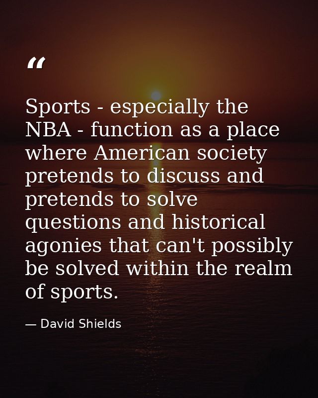 Sports - especially the NBA - function as a place where American society pretends to discuss and pretends to solve quest — David Shields